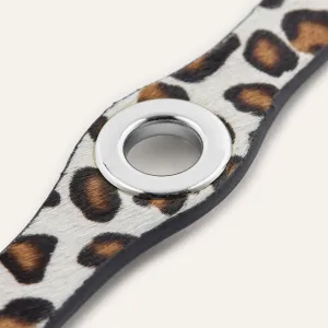 Deco Stud | Leopard Cream with Silver hardware
