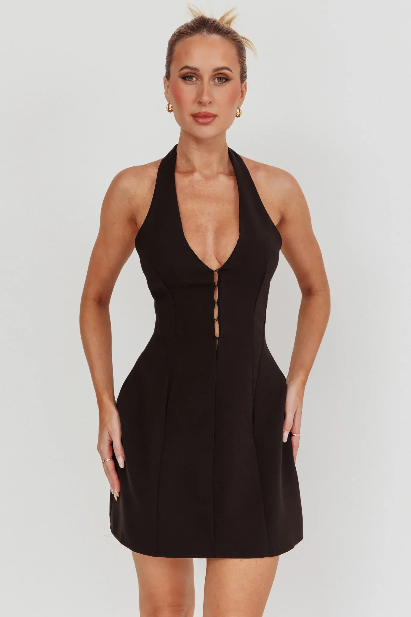 Elisabet Halter Neck Mini Dress Black