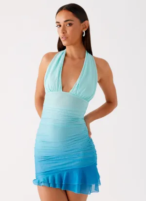 Emilio Halter Mini Dress - Blue Gradient