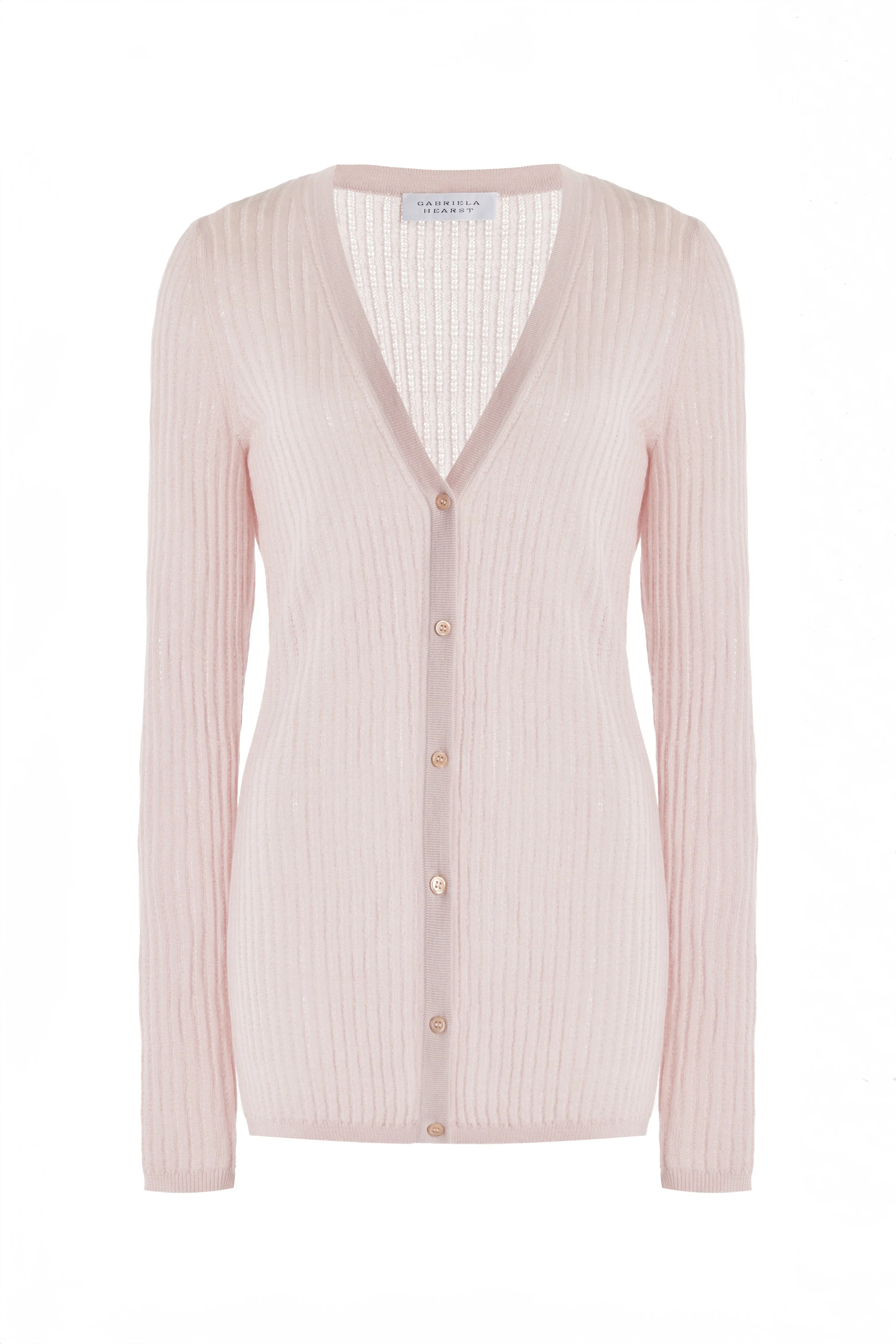 Emma Pointelle Knit Cardigan in Blush Cashmere Silk