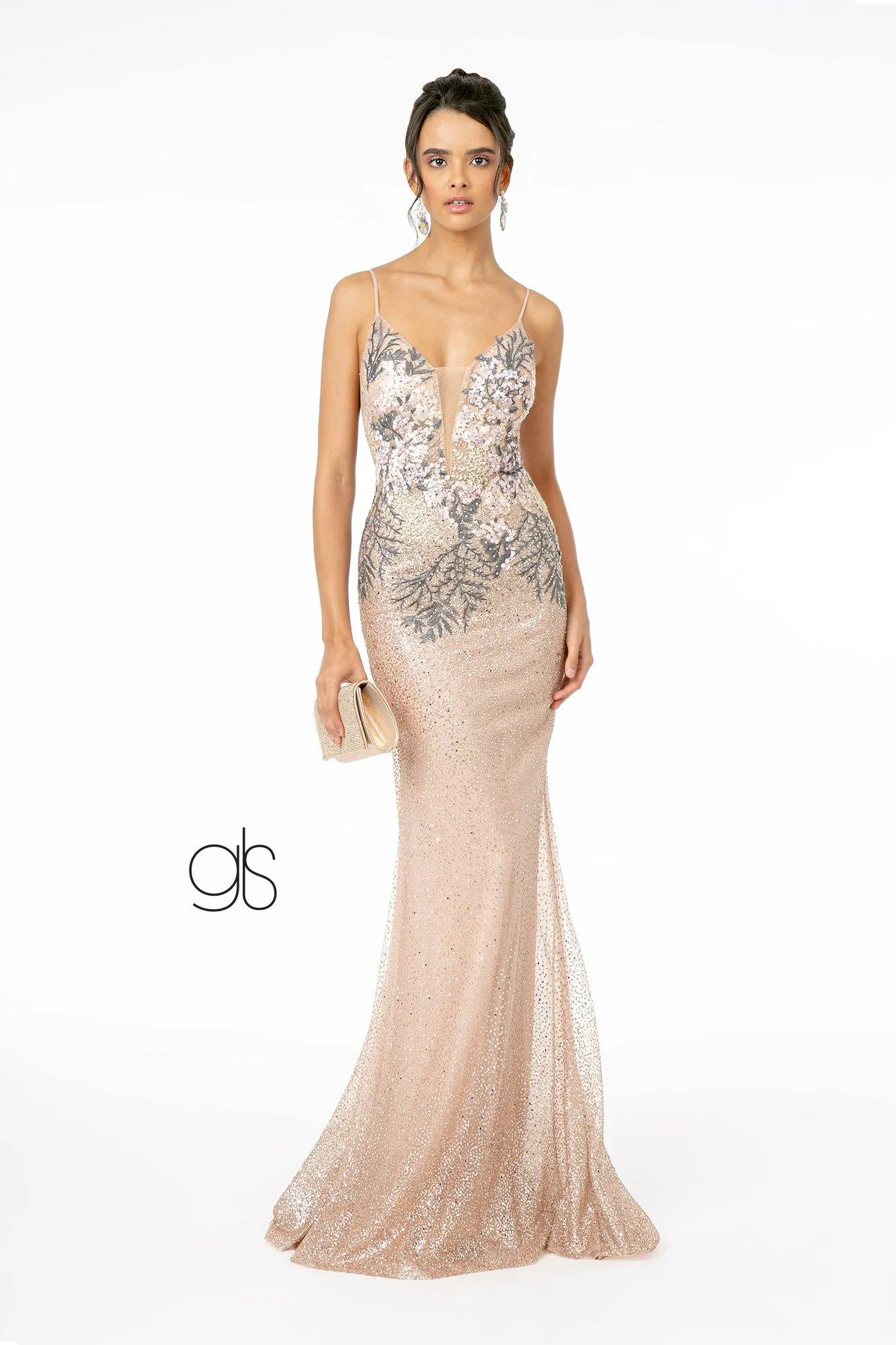 Formal Metalic Glitter Ombre Long Prom Dress