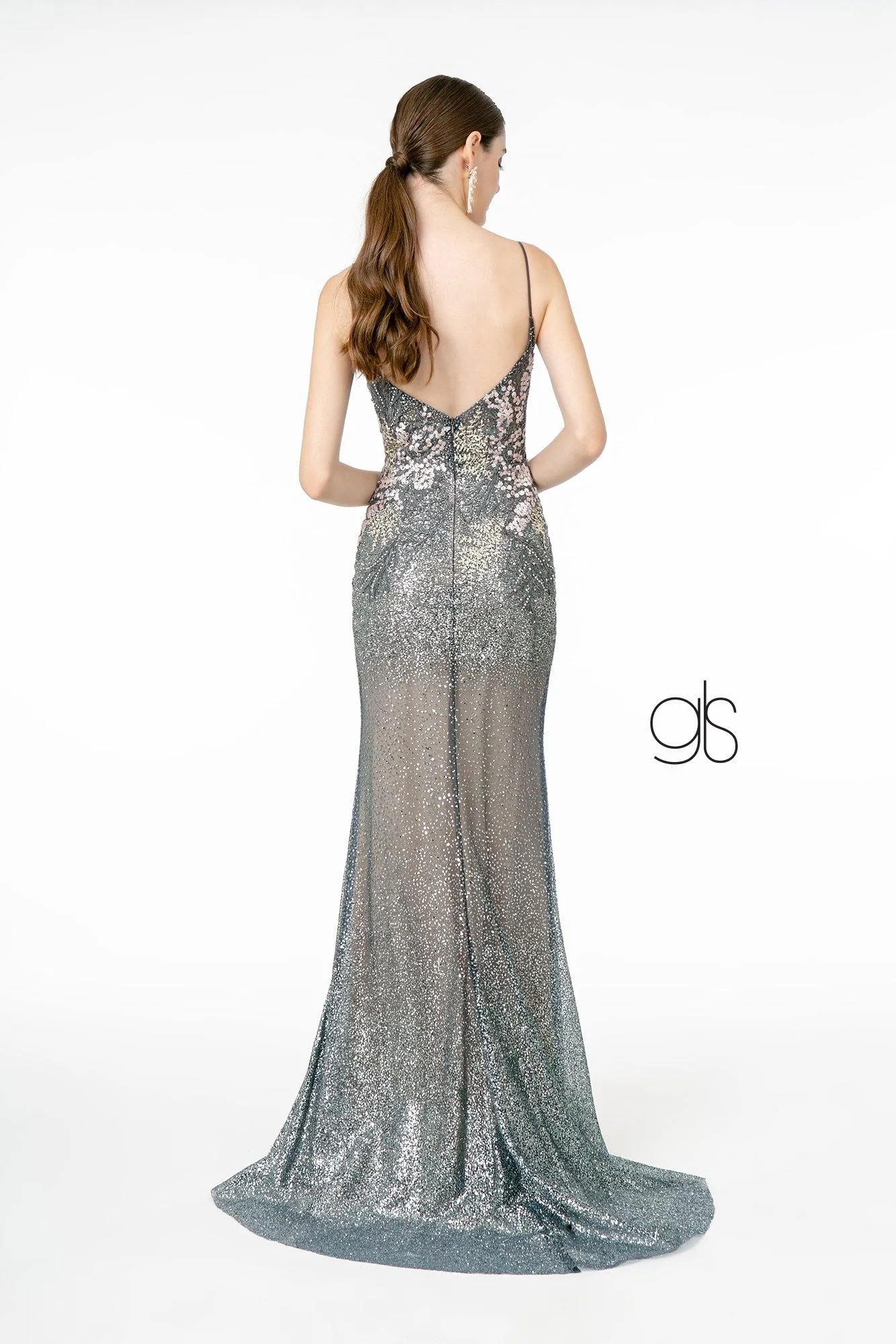 Formal Metalic Glitter Ombre Long Prom Dress