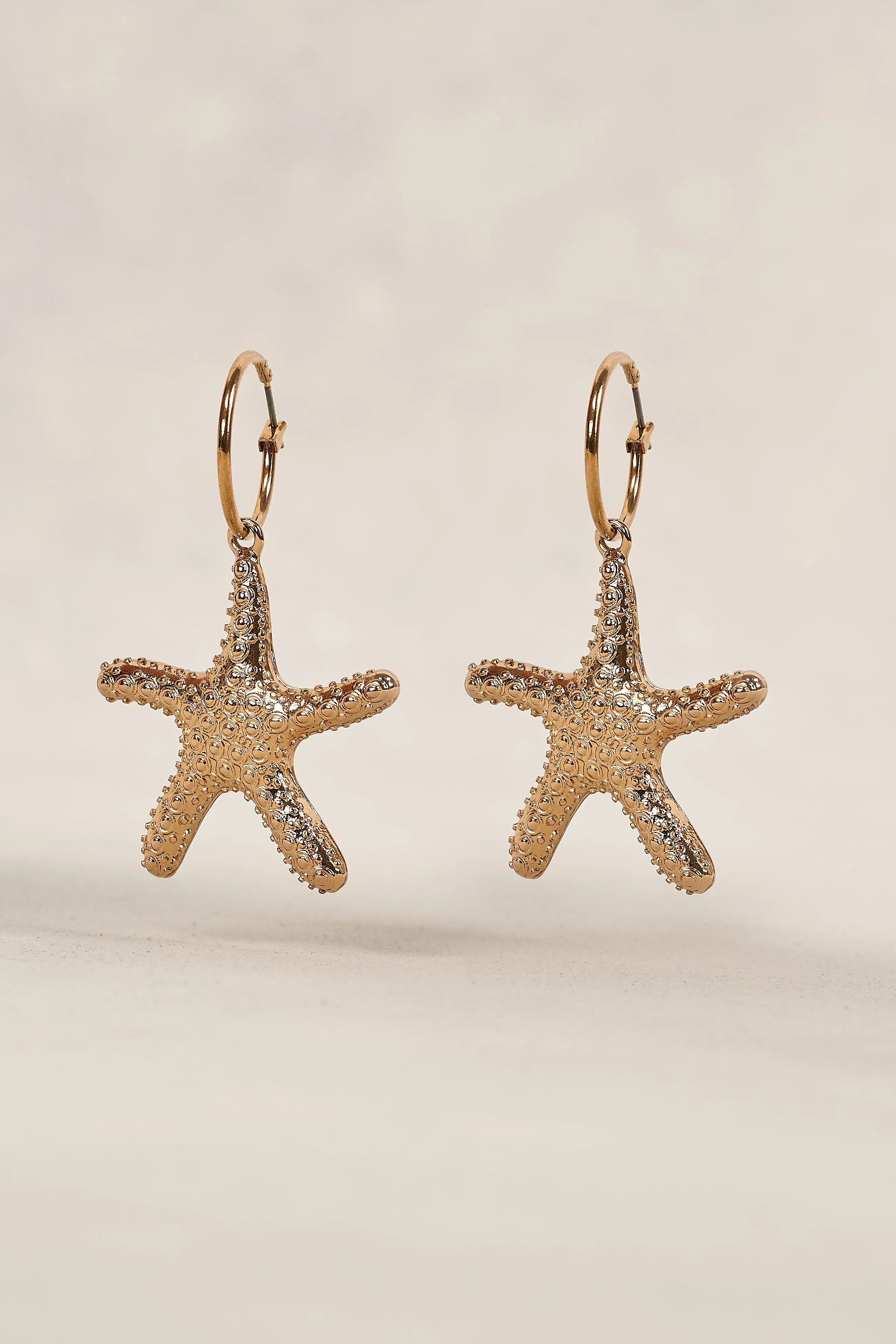 Gold Starfish Pendant Earrings
