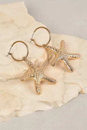 Gold Starfish Pendant Earrings