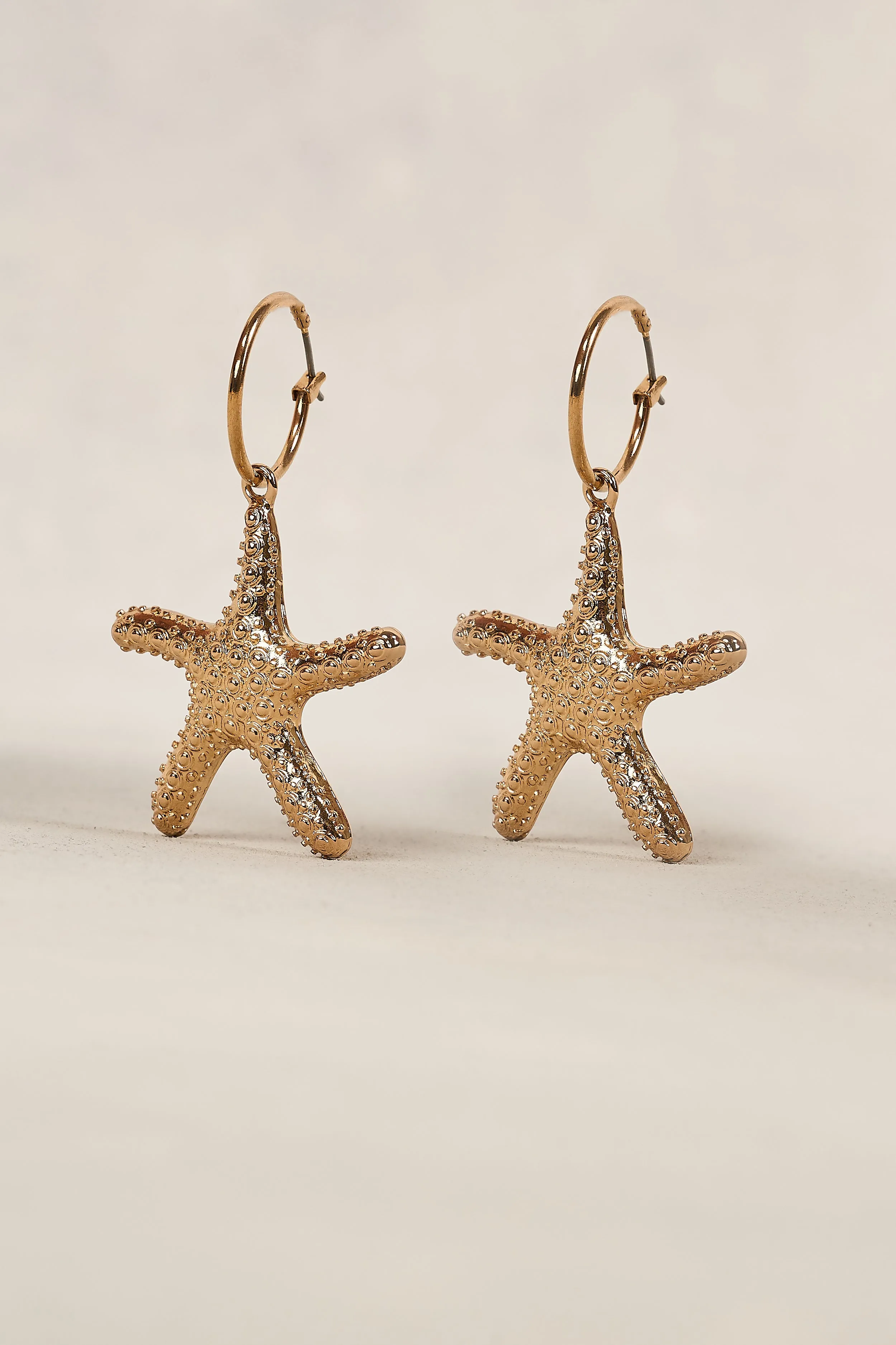 Gold Starfish Pendant Earrings