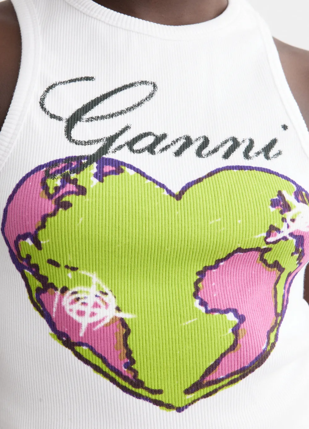 Graphic Rib Heart Tank Top
