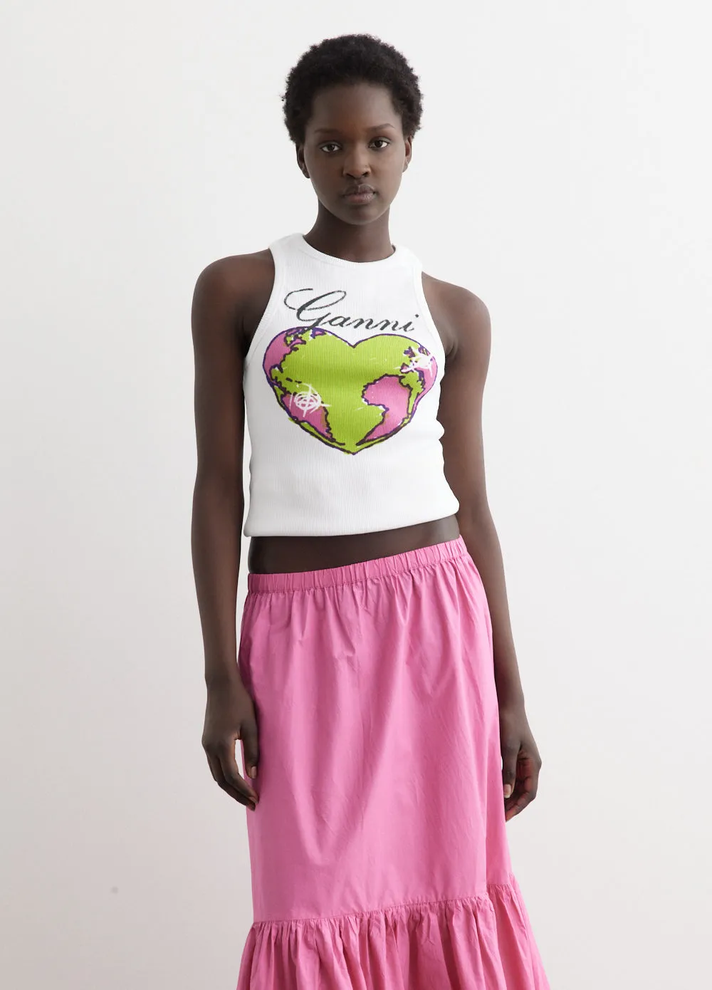 Graphic Rib Heart Tank Top