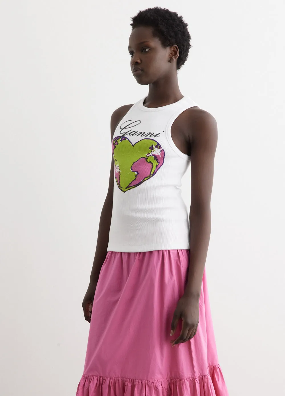 Graphic Rib Heart Tank Top