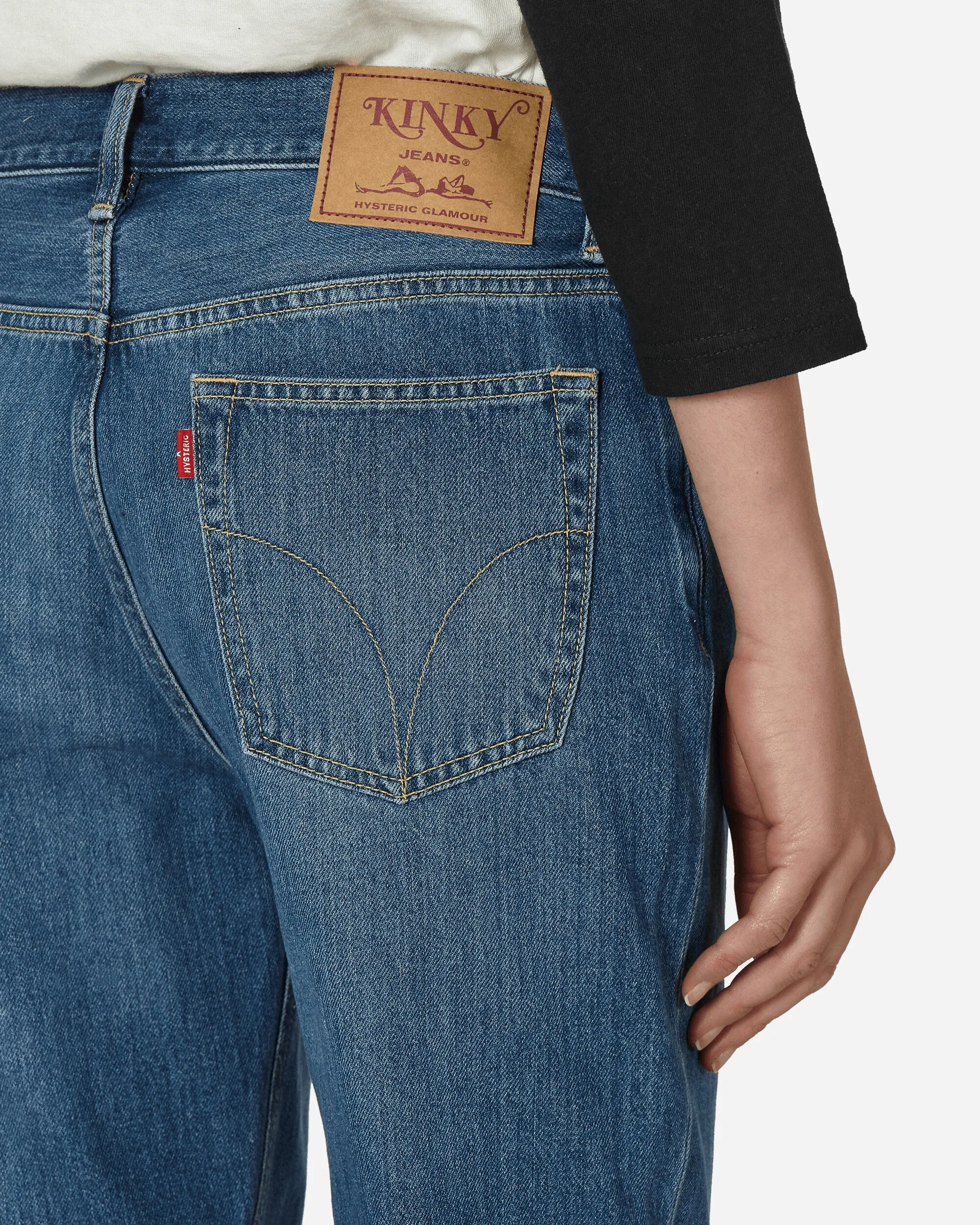 Guitar Girl Center Slit Denim Pants Indigo