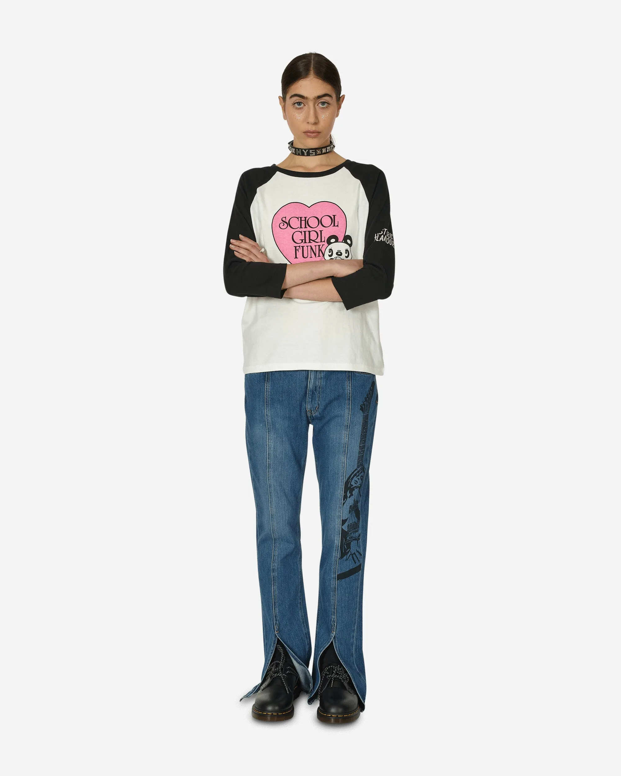 Guitar Girl Center Slit Denim Pants Indigo