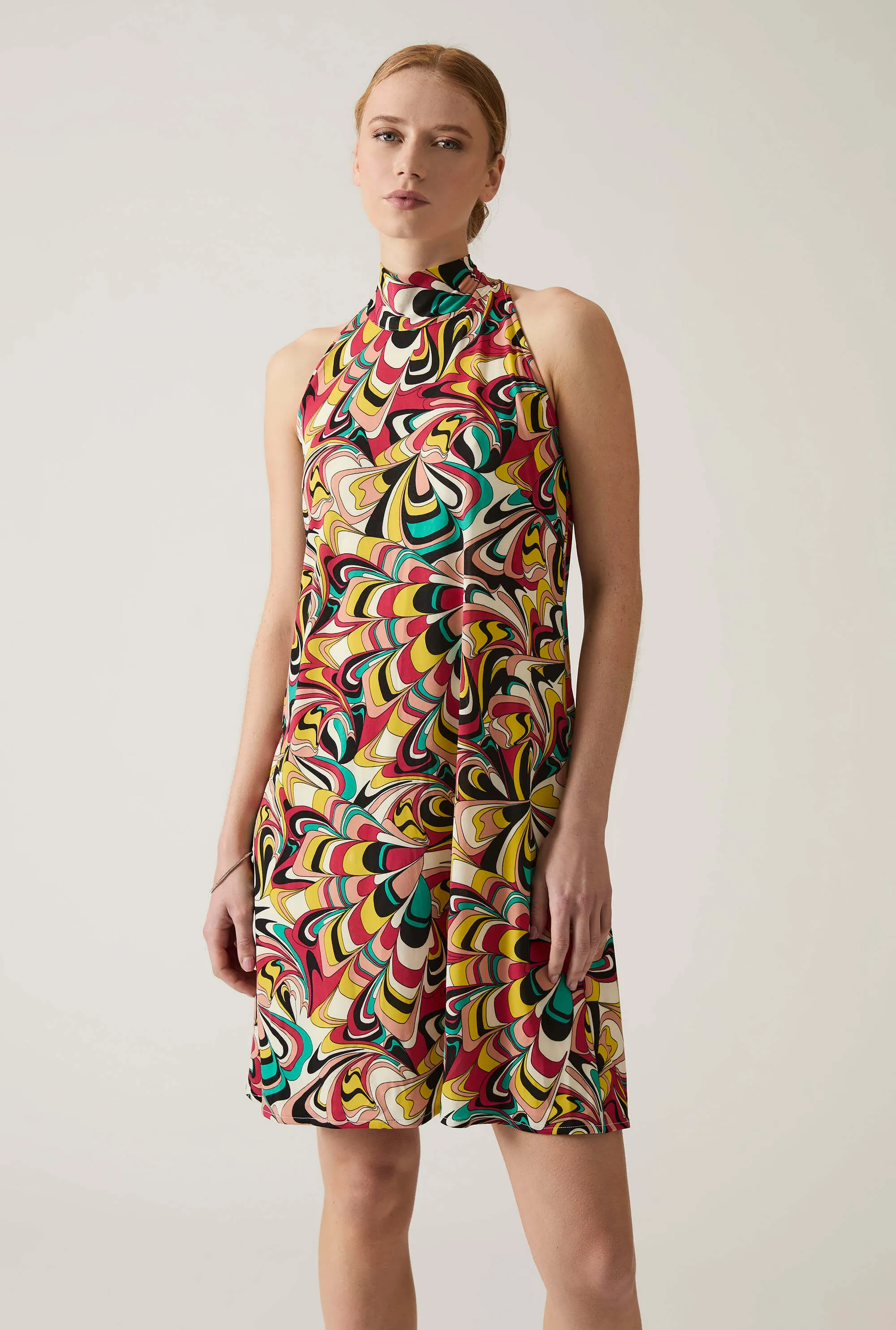Halterneck Print Dress