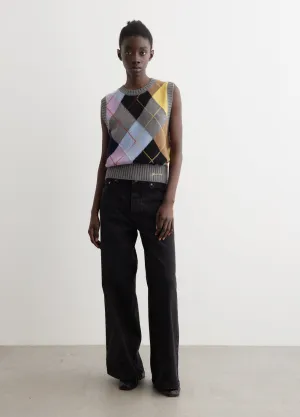 Harlequin Wool Mix Knit Vest