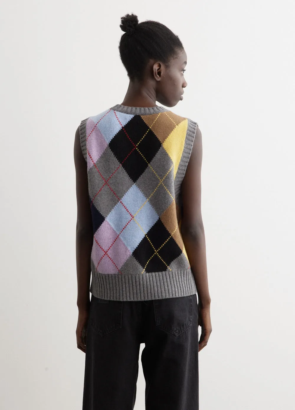 Harlequin Wool Mix Knit Vest