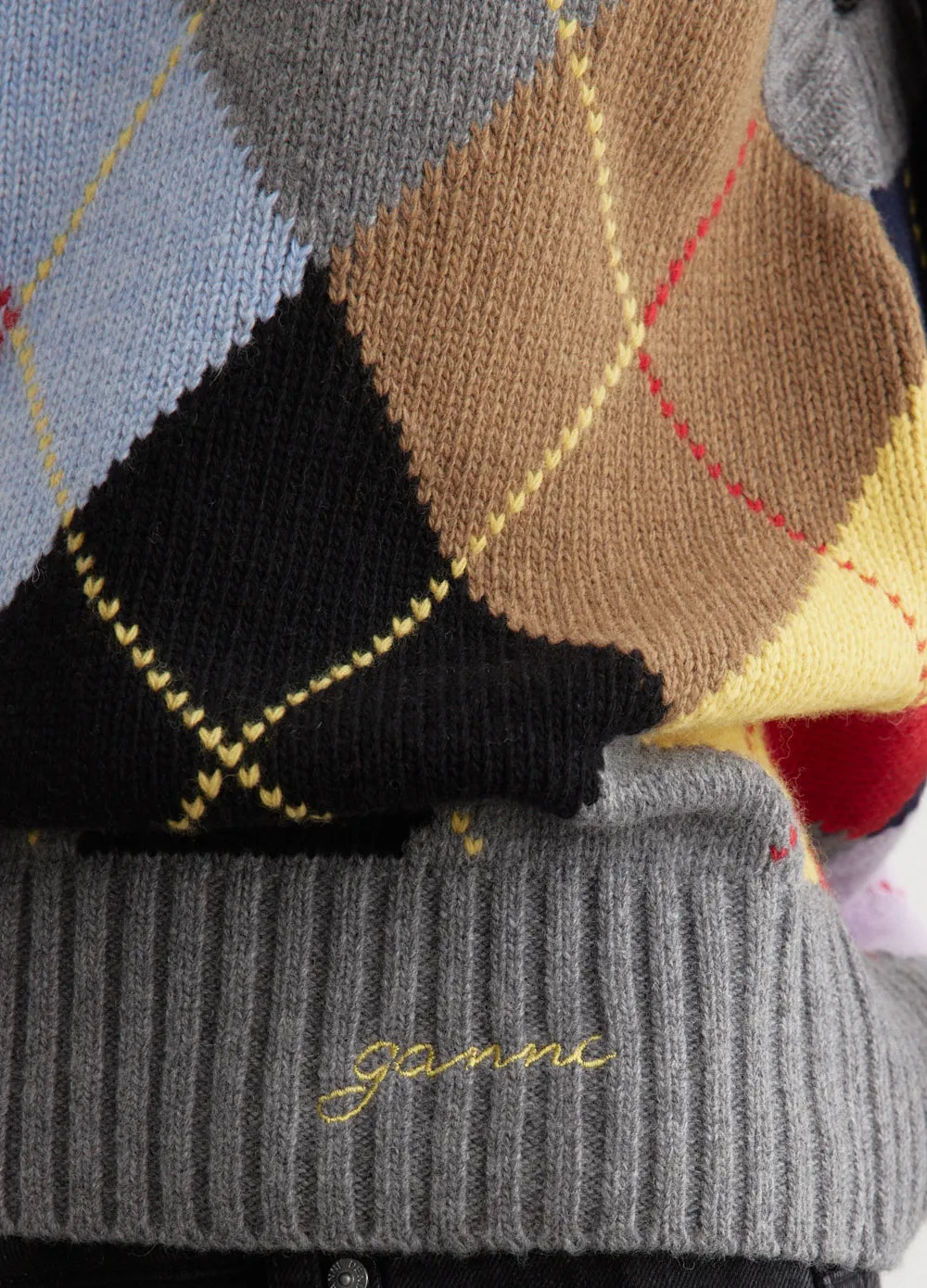 Harlequin Wool Mix Knit Vest