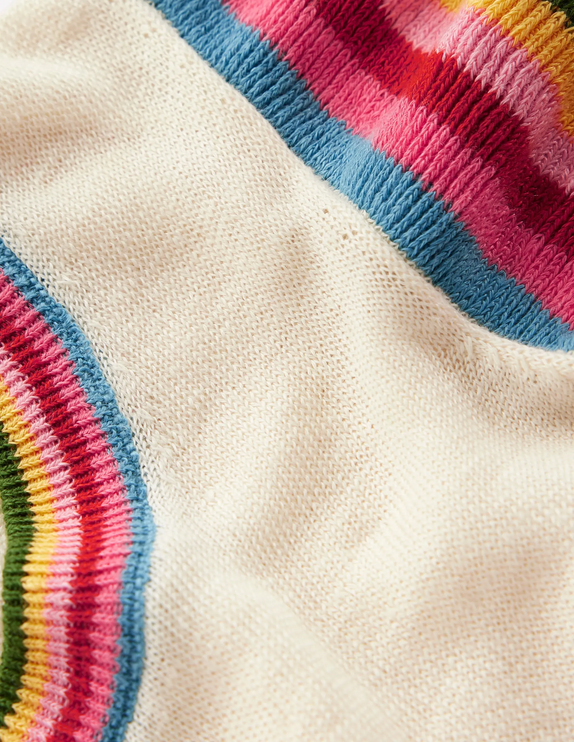 Josie Frilled Linen Tank-Warm Ivory. Multi Stripe
