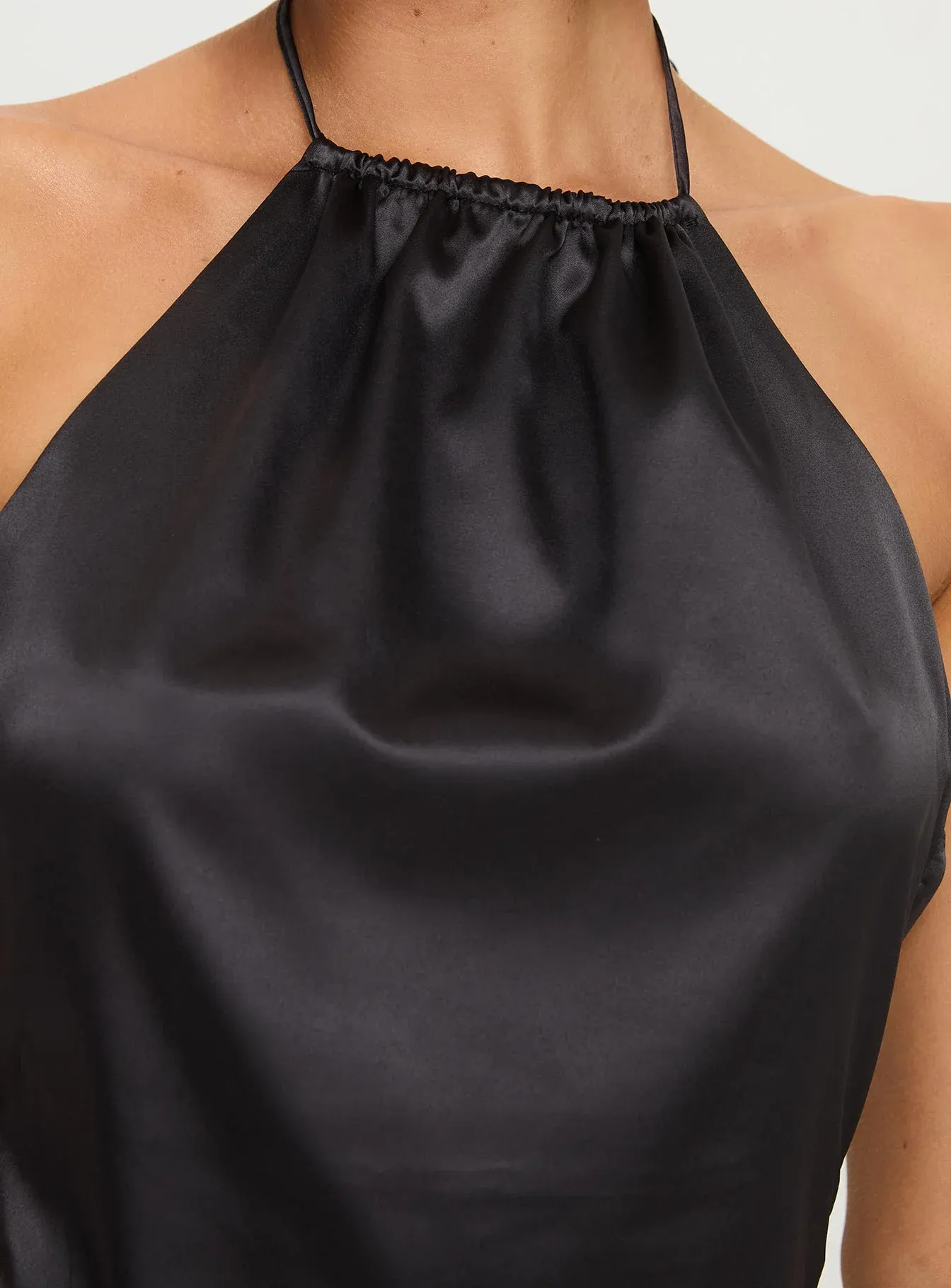 Langer Mini Dress Black Satin