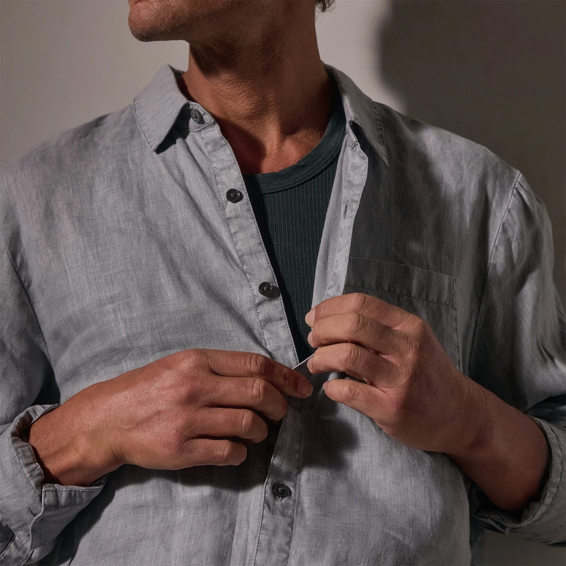 Lightweight Linen Shirt - Grey Sky Pigment