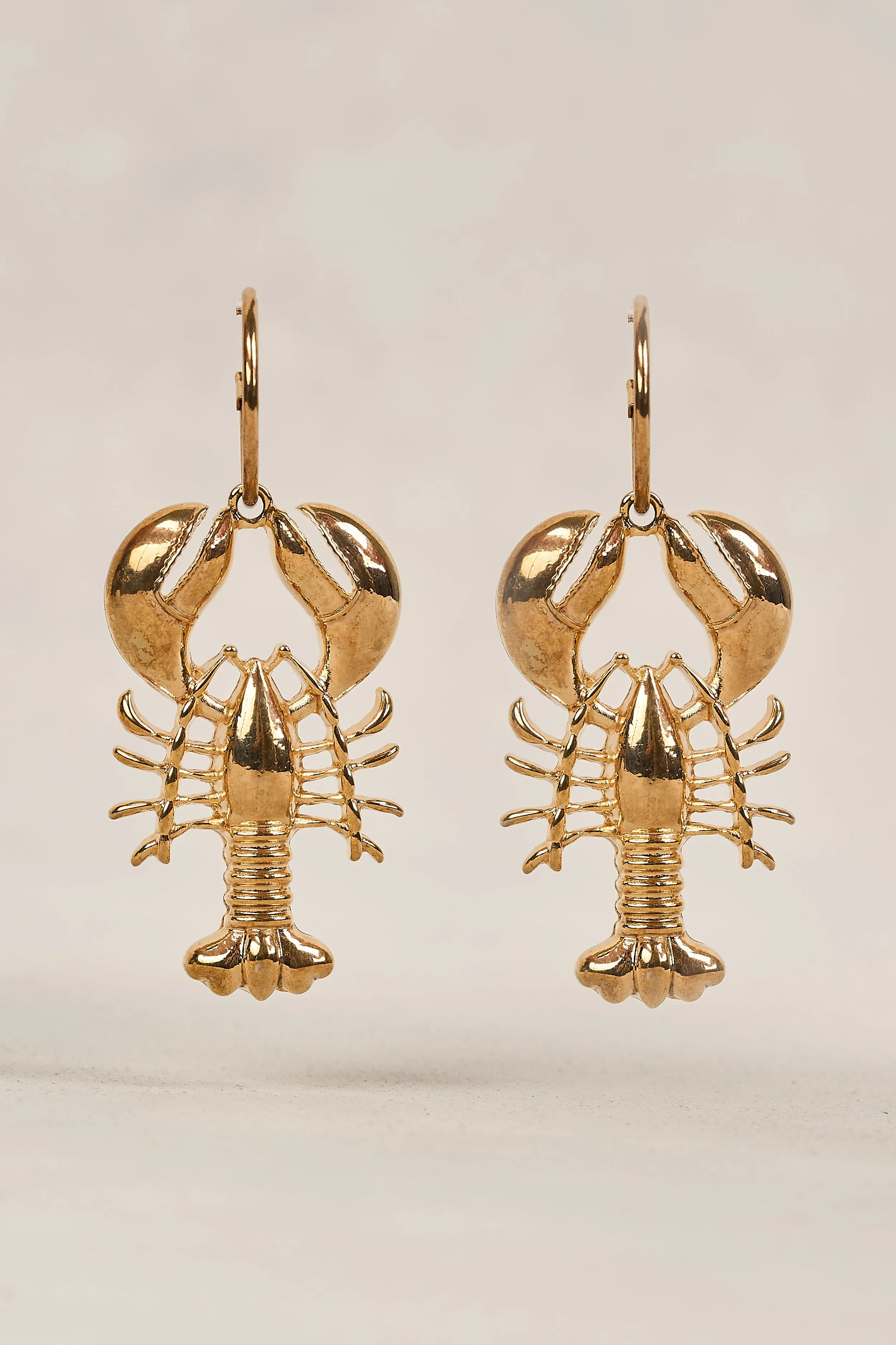 Lobster Pendant Earrings - Gold