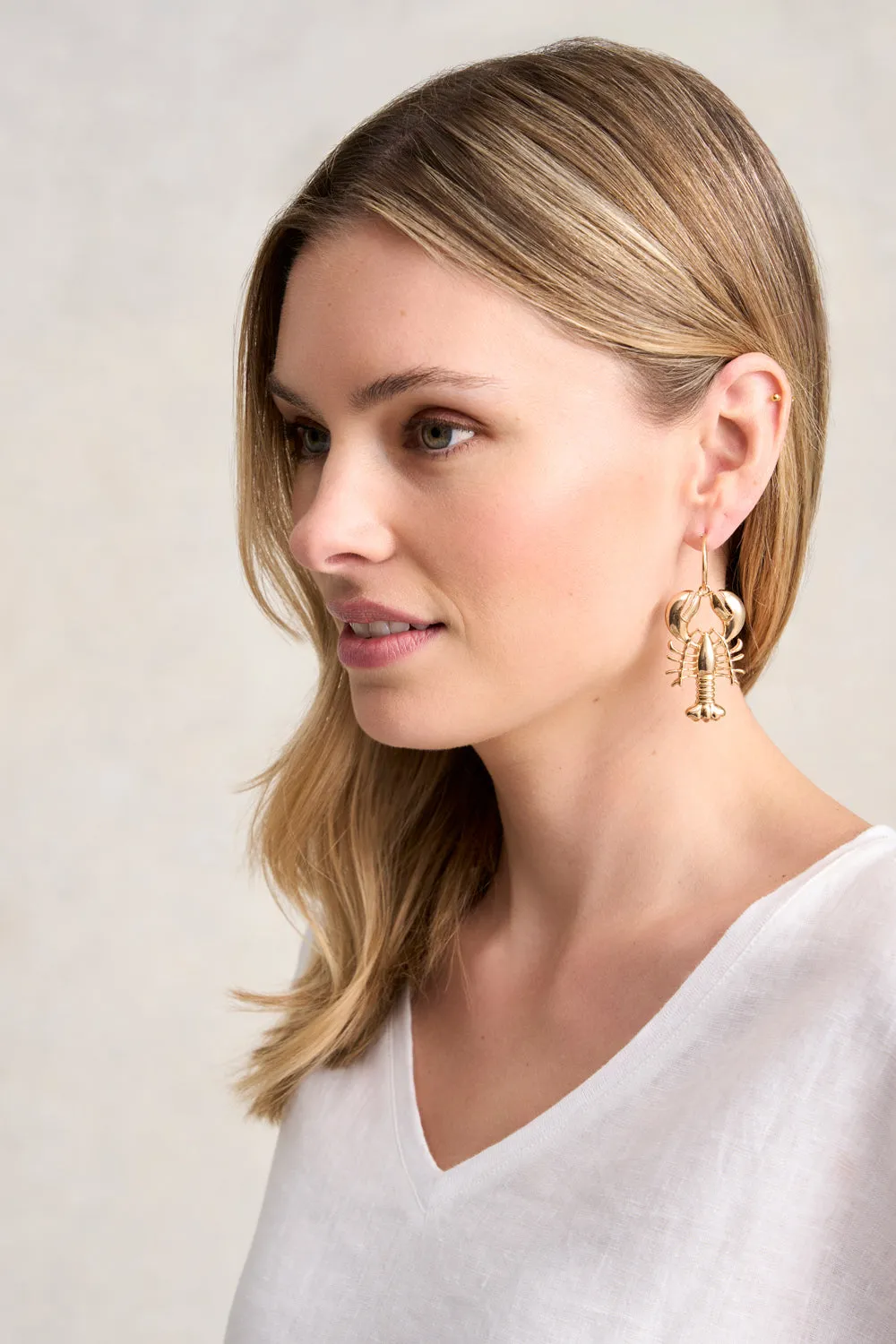 Lobster Pendant Earrings - Gold