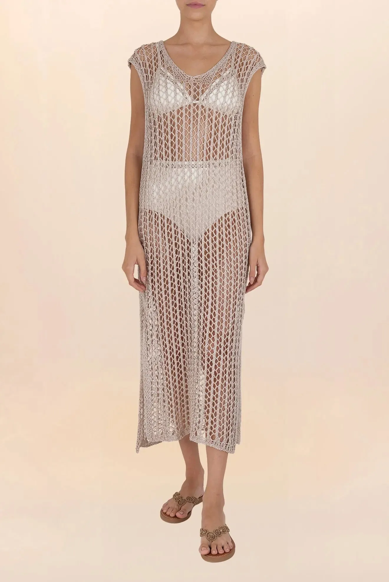 Long openwork dress - Color Mud