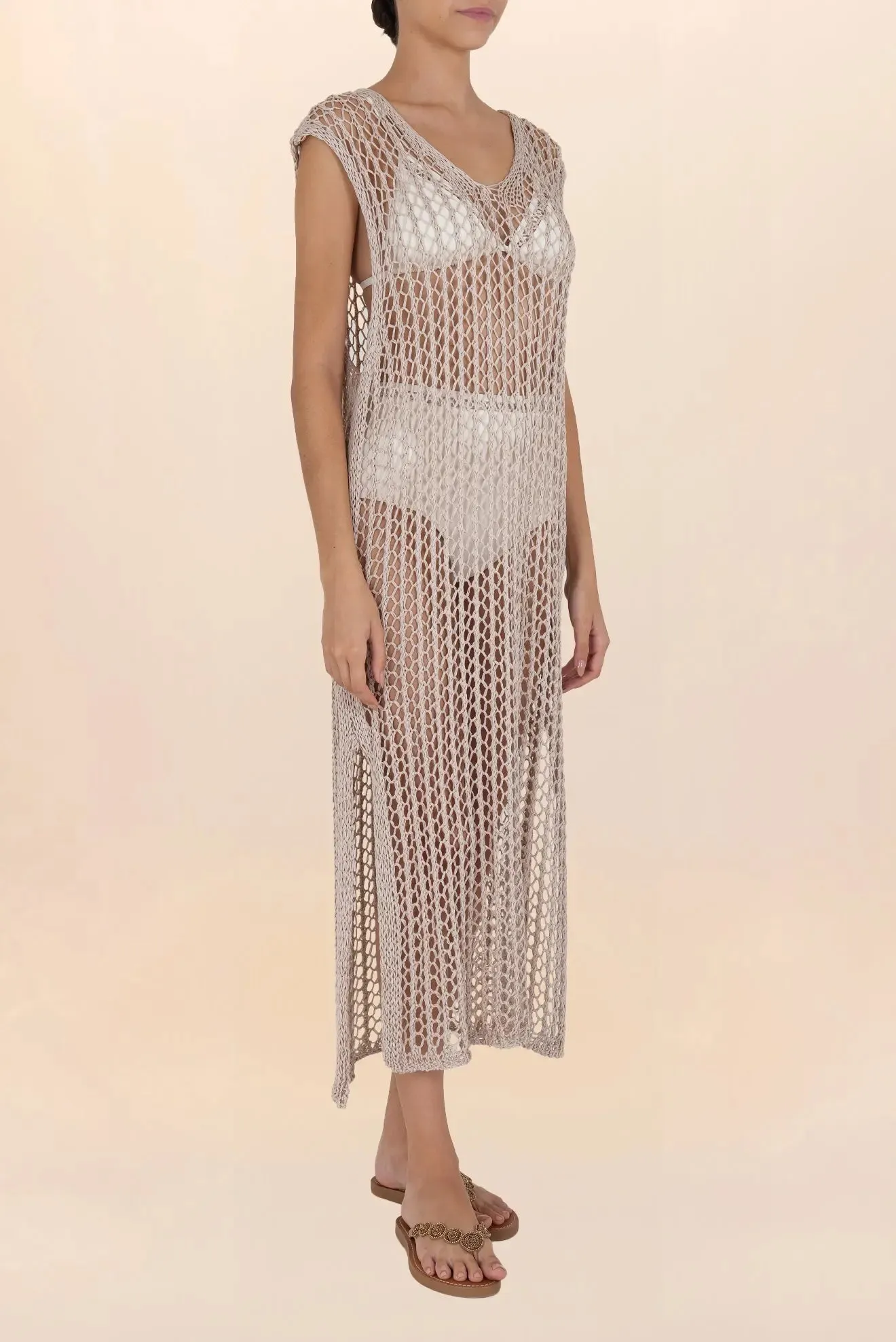Long openwork dress - Color Mud