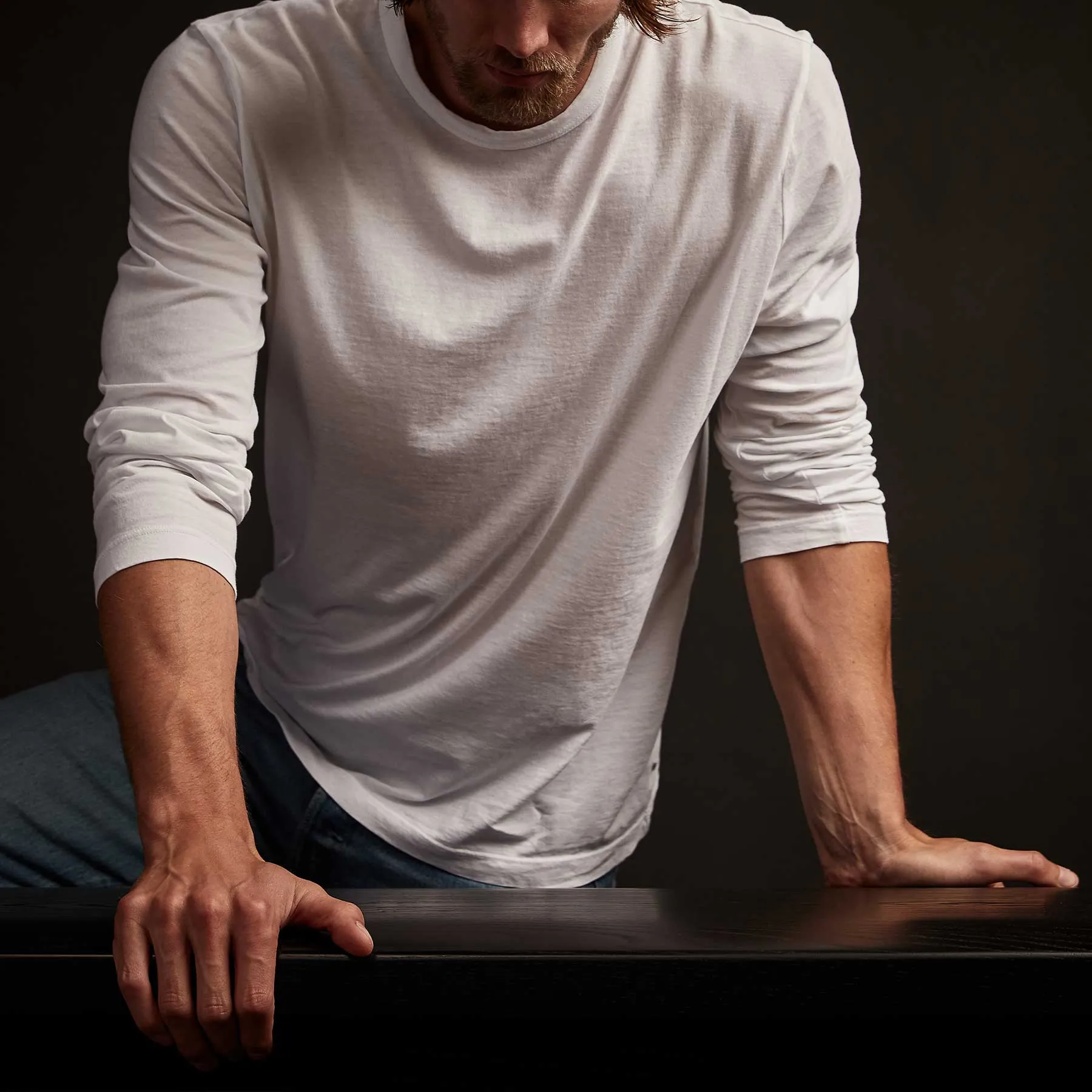 Long Sleeve Crew Neck - White