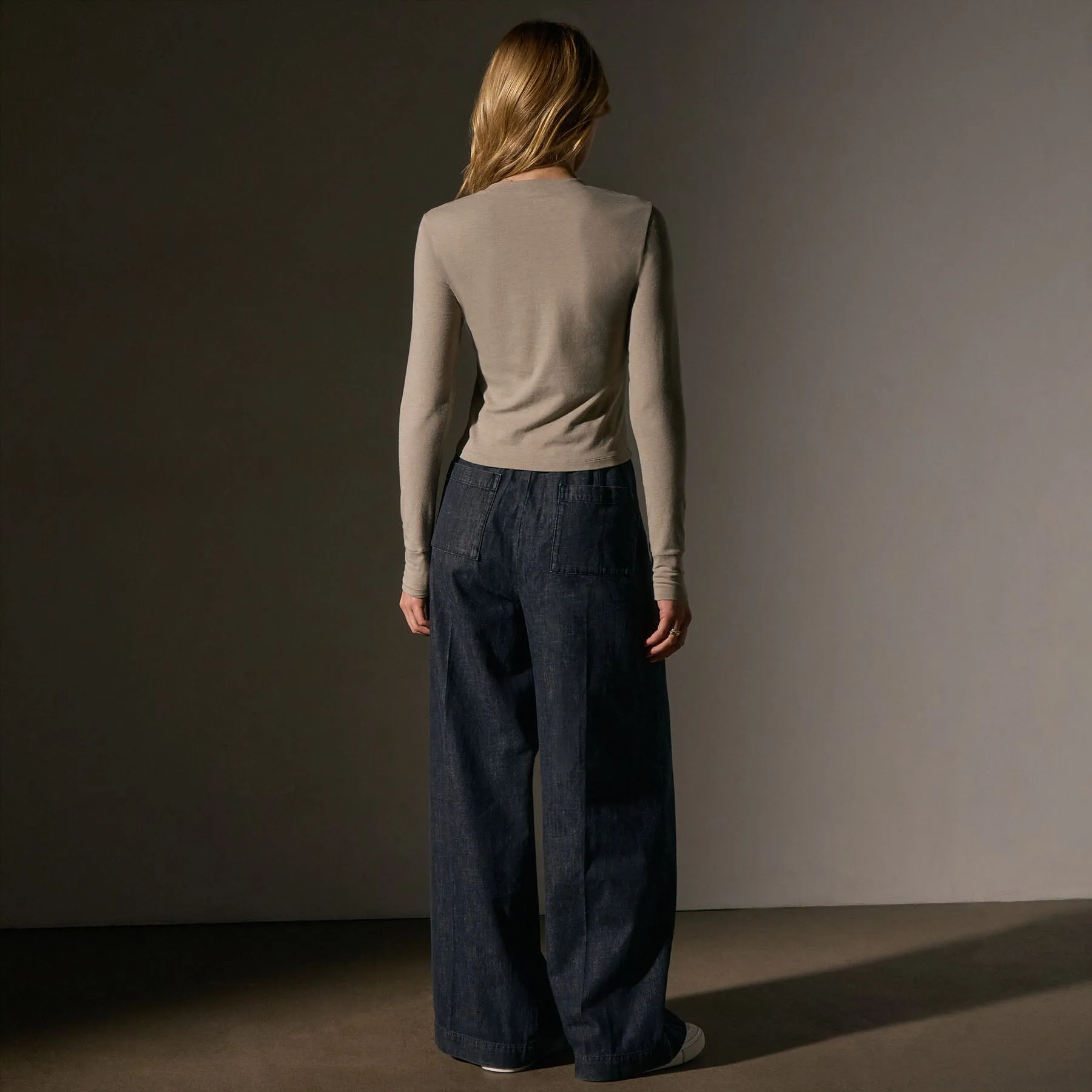 Long Sleeve Cropped Tee - Overcast
