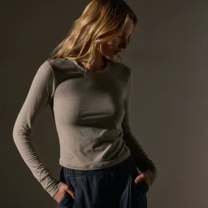 Long Sleeve Cropped Tee - Overcast