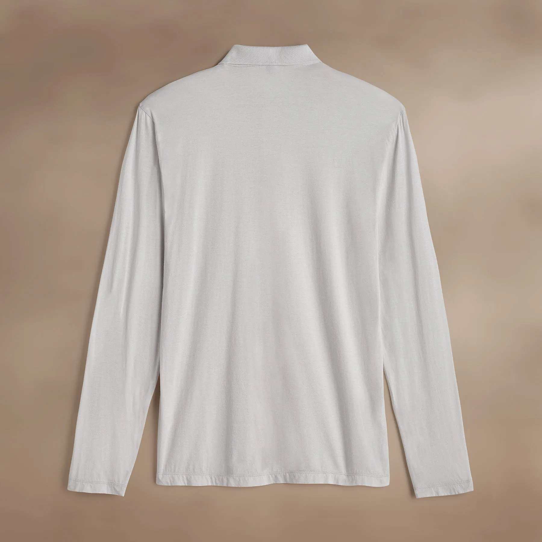 Luxe Lotus Jersey Long Sleeve Polo - Light Mist