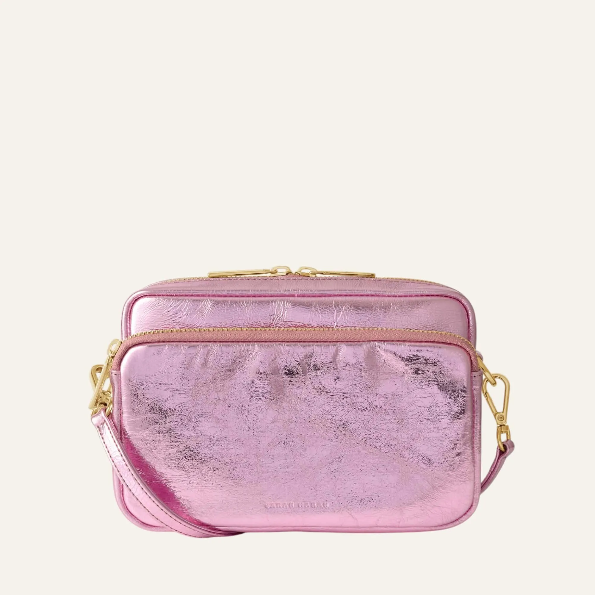 Millie Crossbody | Metallic Pink with Gold hardware