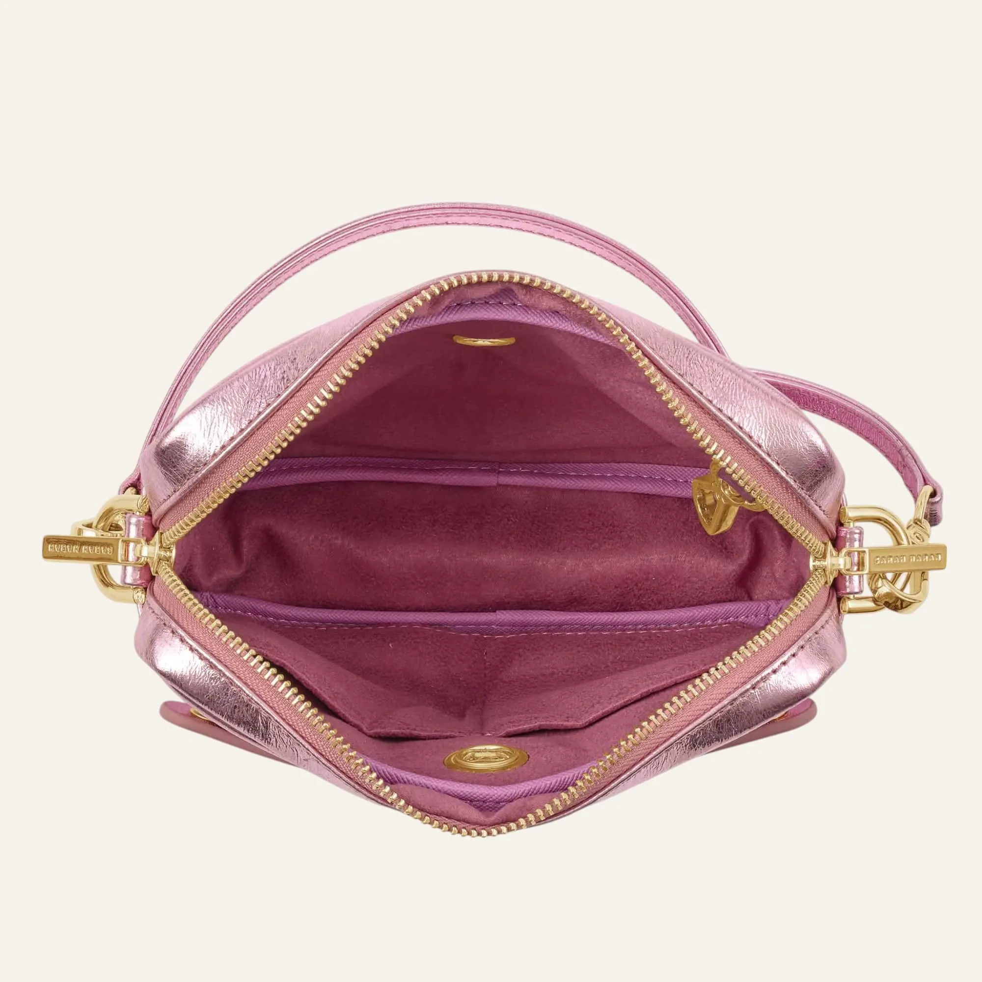 Millie Crossbody | Metallic Pink with Gold hardware