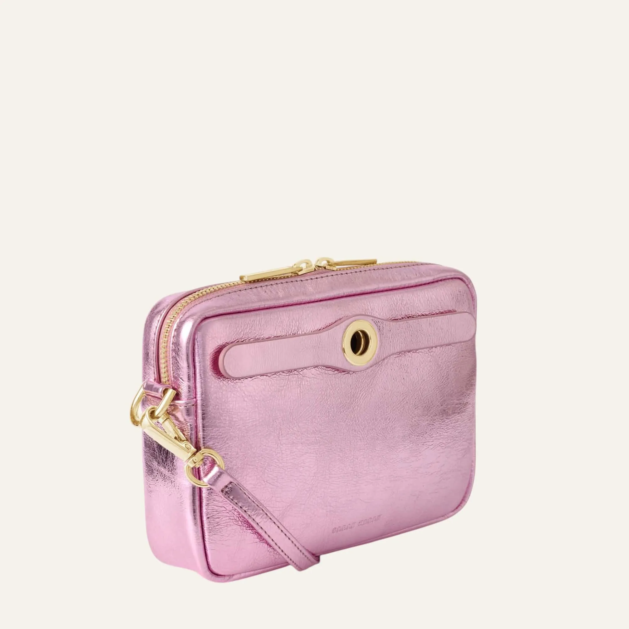 Millie Crossbody | Metallic Pink with Gold hardware