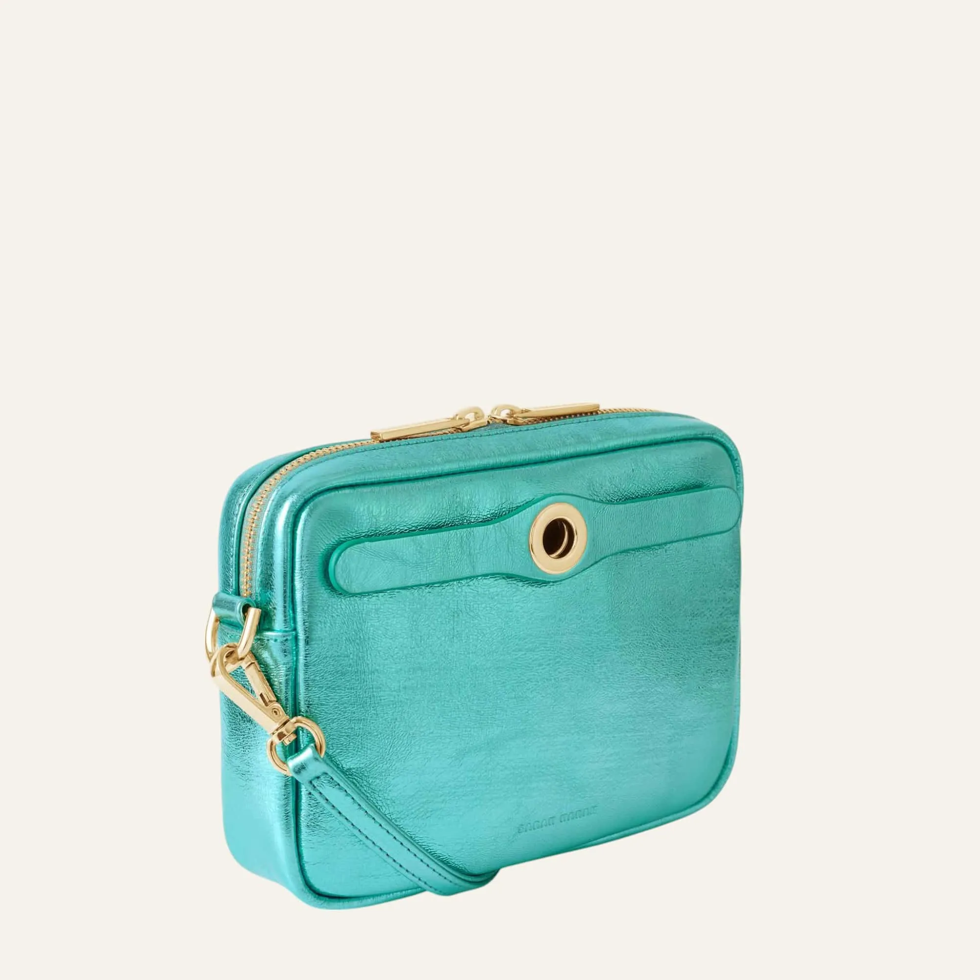 Millie Crossbody | Metallic Turquoise with Gold hardware