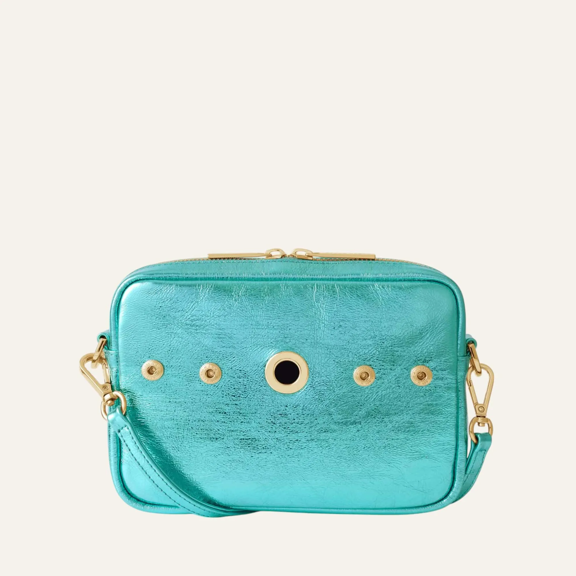Millie Crossbody | Metallic Turquoise with Gold hardware