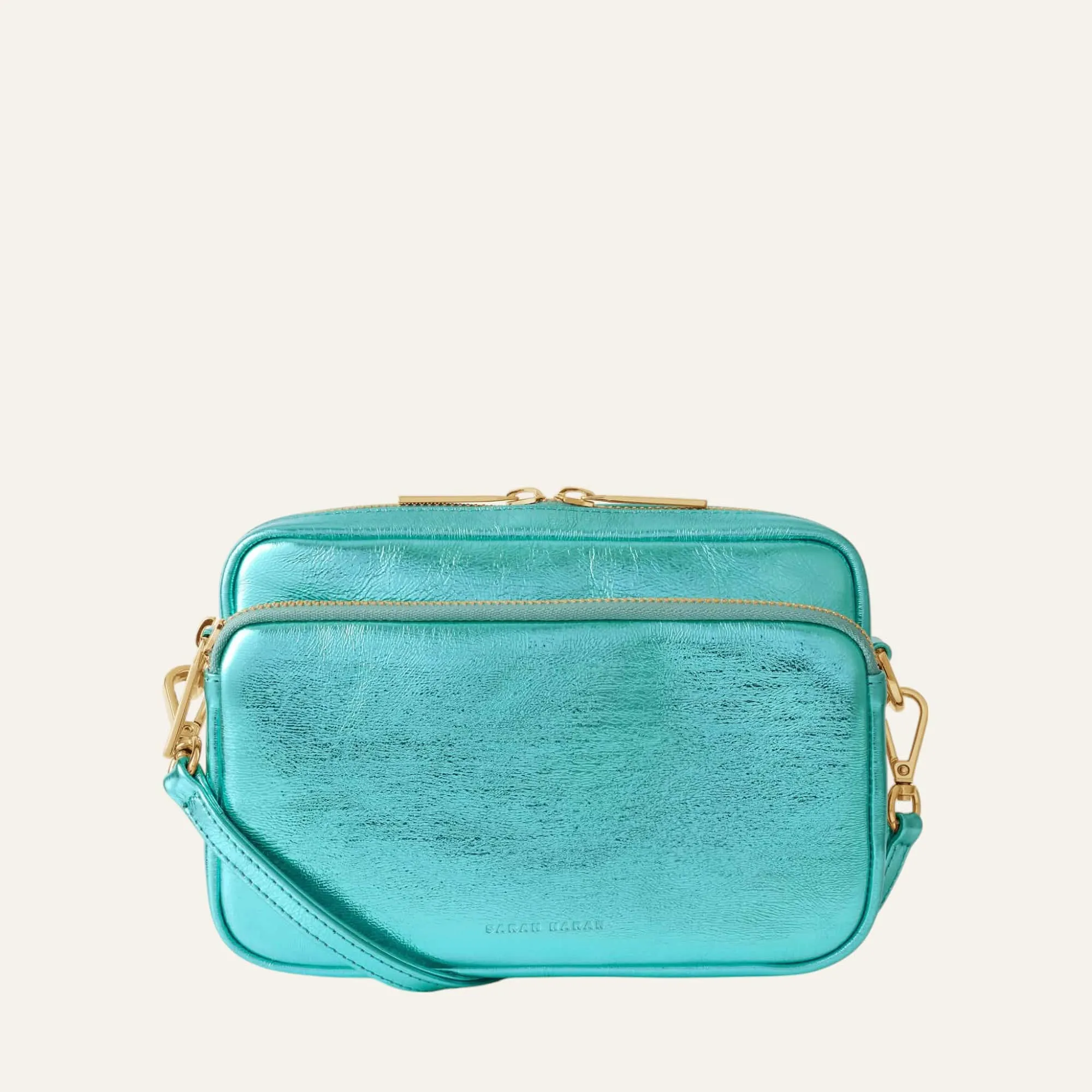 Millie Crossbody | Metallic Turquoise with Gold hardware