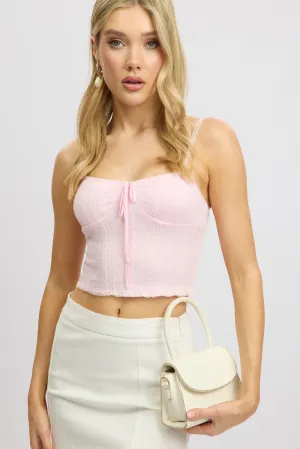 Pink Singlet Top Textured