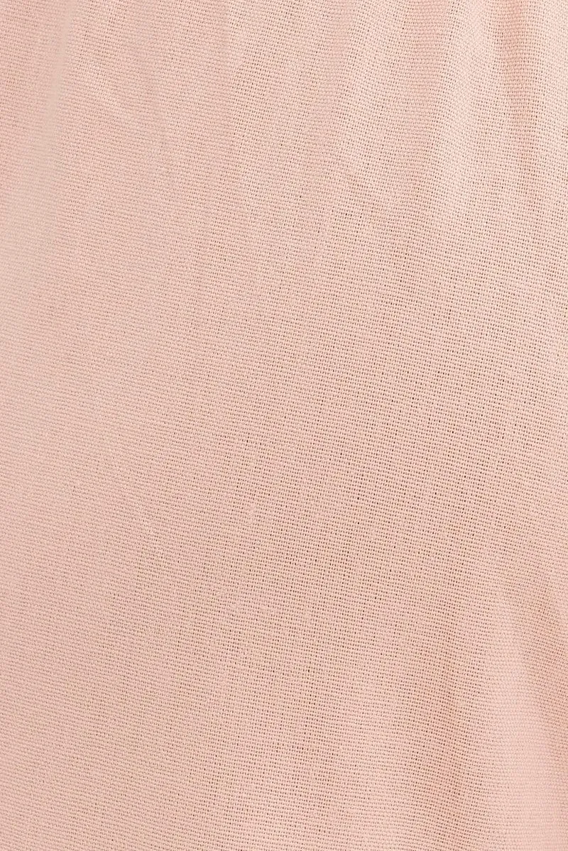 Pink Twist Front Textured Cotton Pant
