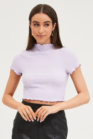 Purple Textured Top Short Sleeve