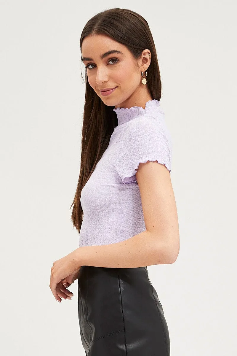 Purple Textured Top Short Sleeve