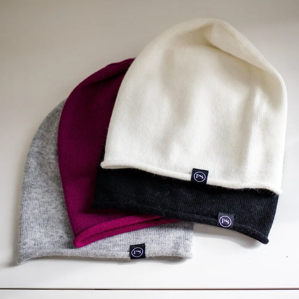 Rolled Edge. Cashmere Beanie