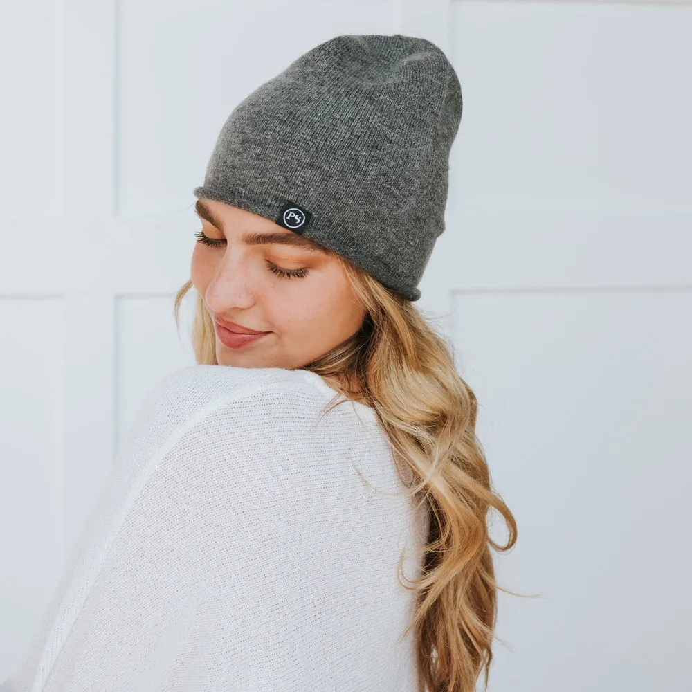 Rolled Edge. Cashmere Beanie