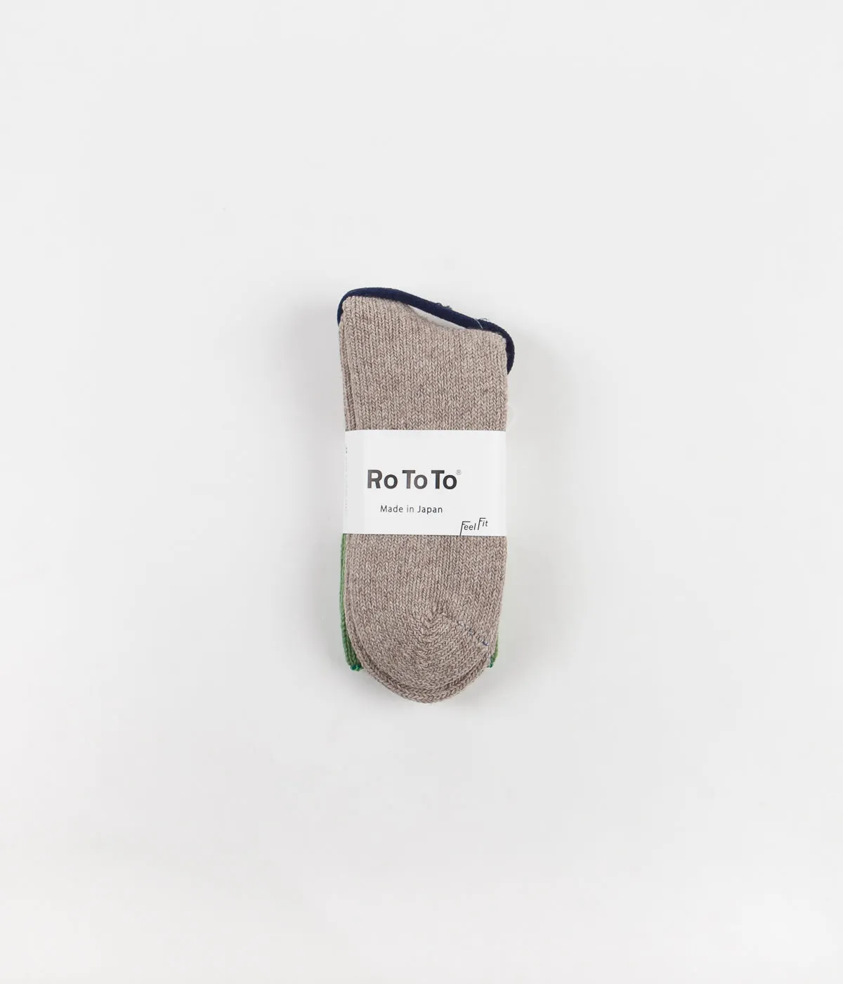 RoToTo Teasel Socks - Pale Green / Beige