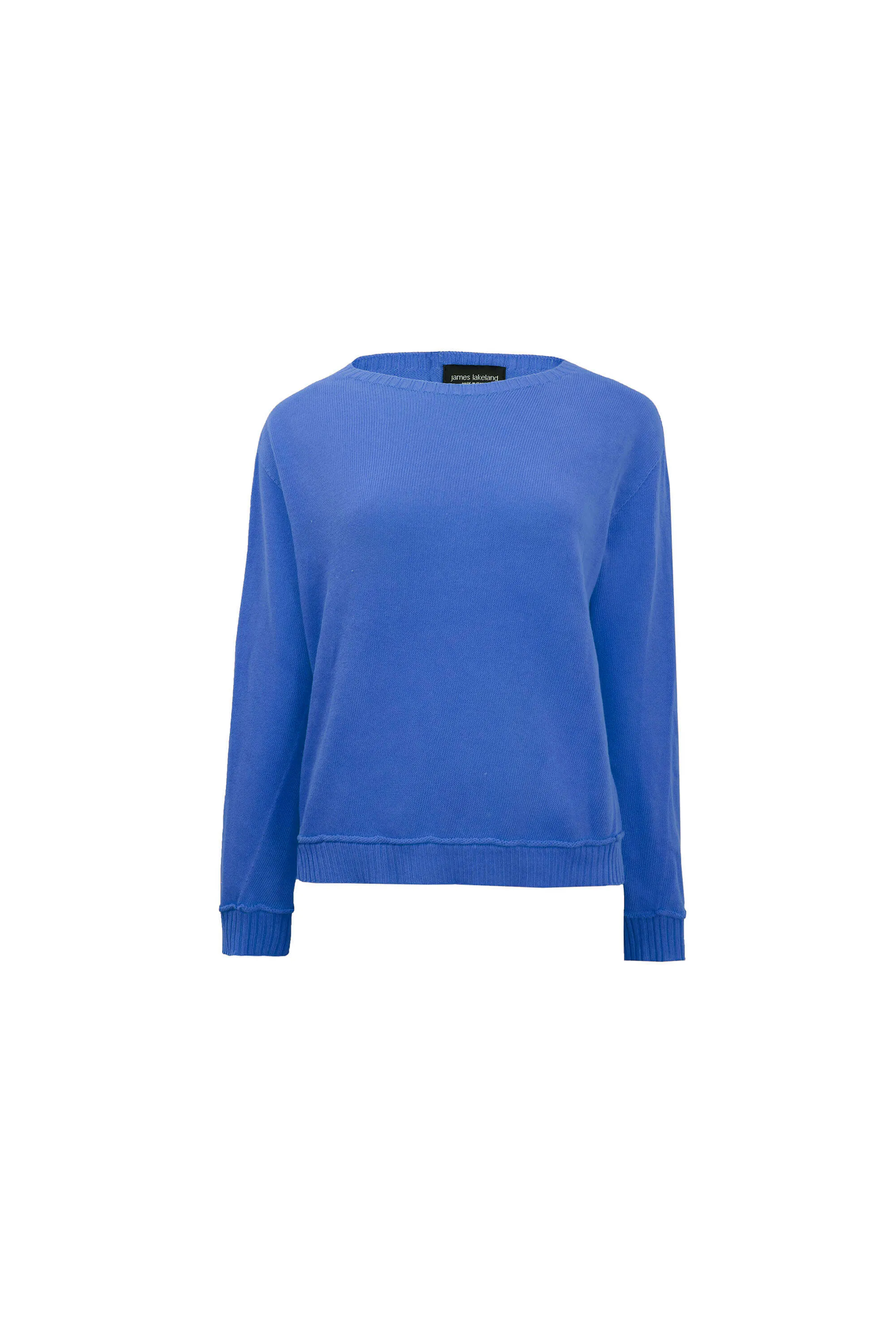 Scoop Neck Piped Edge Knit Denim