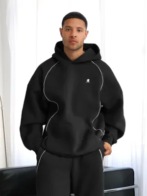 Seam Relaxed Hoodie - Black