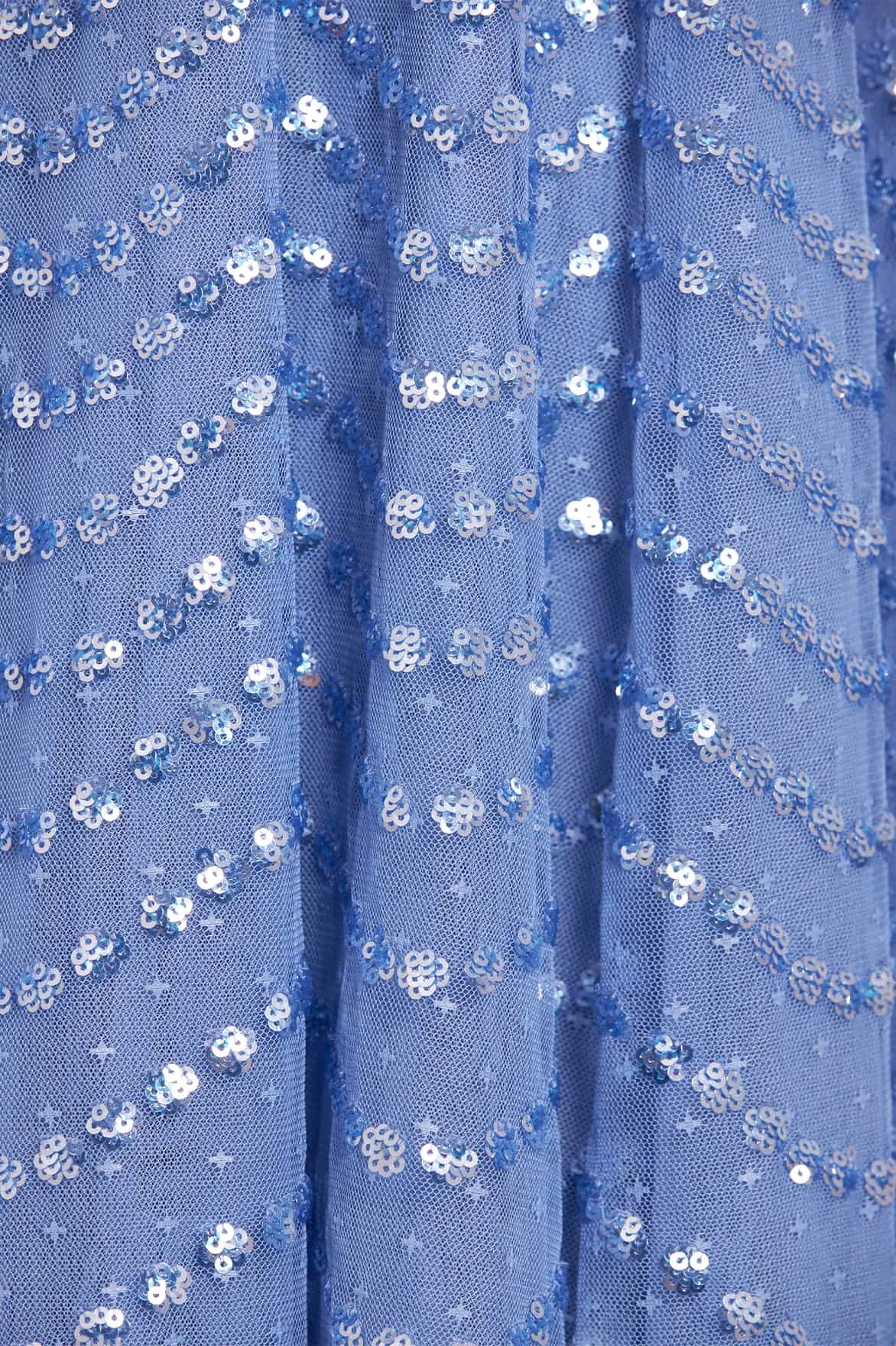 Shimmer Wave Gloss V-Neck Ankle Gown