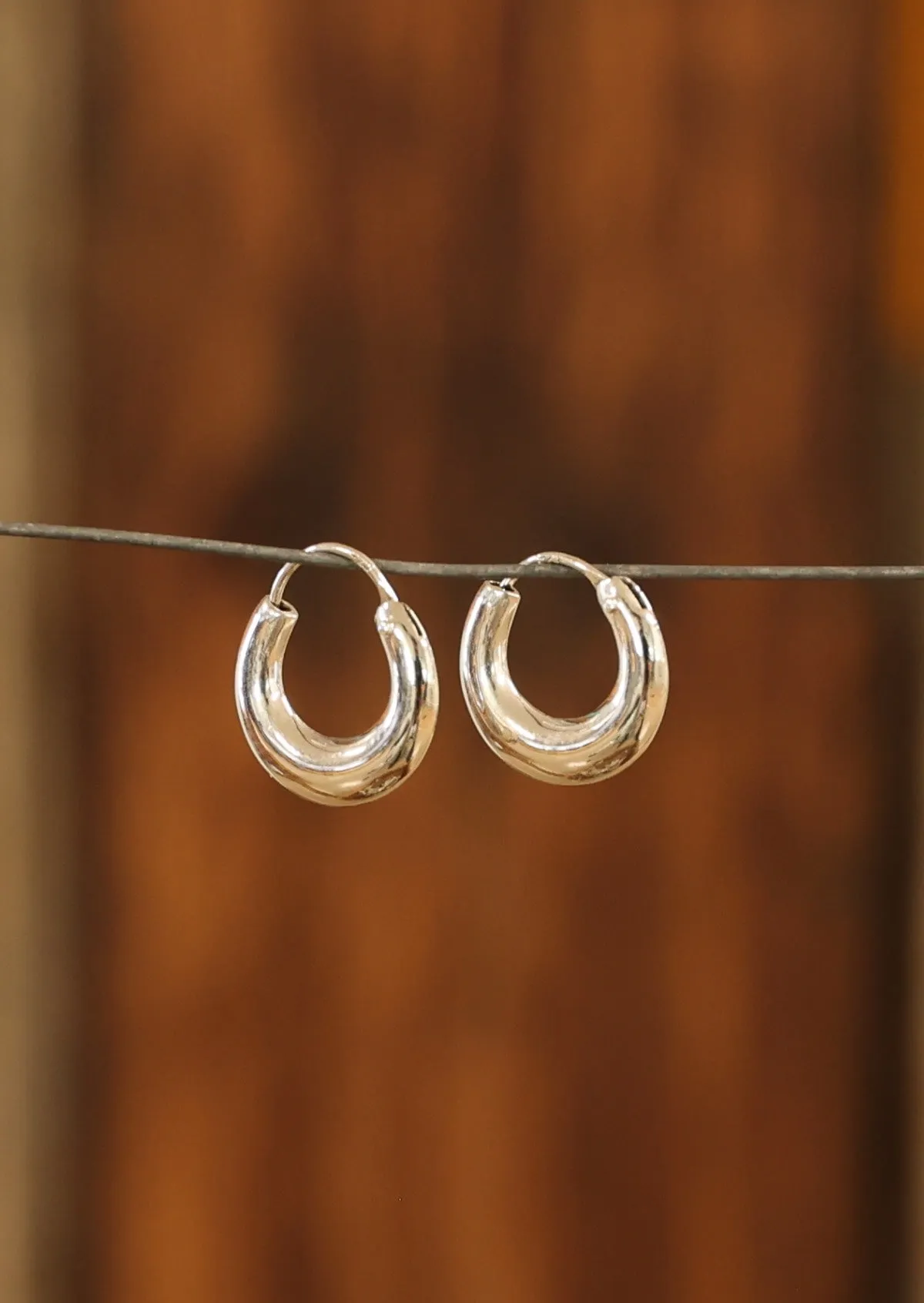 Silver Huggie Hoop Earrings