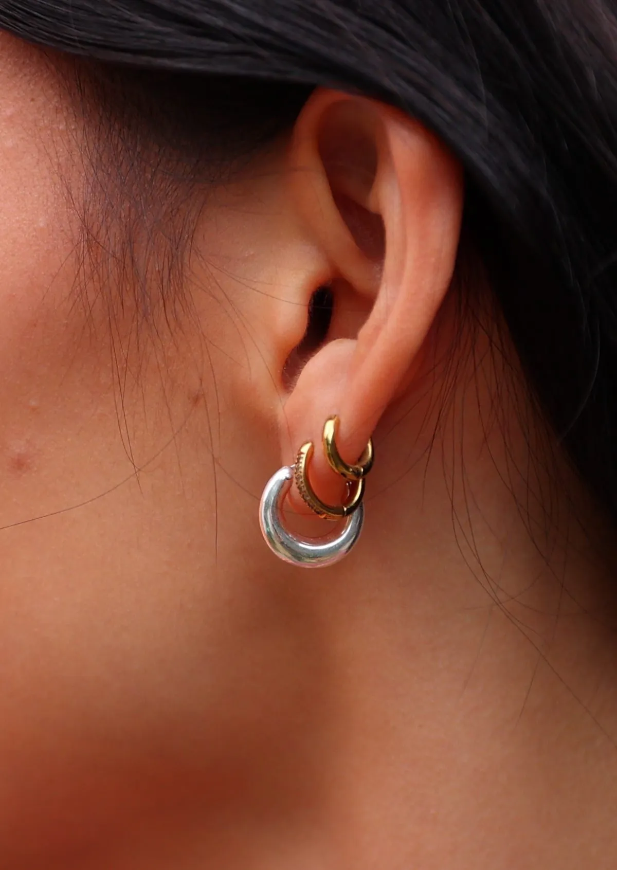 Silver Huggie Hoop Earrings