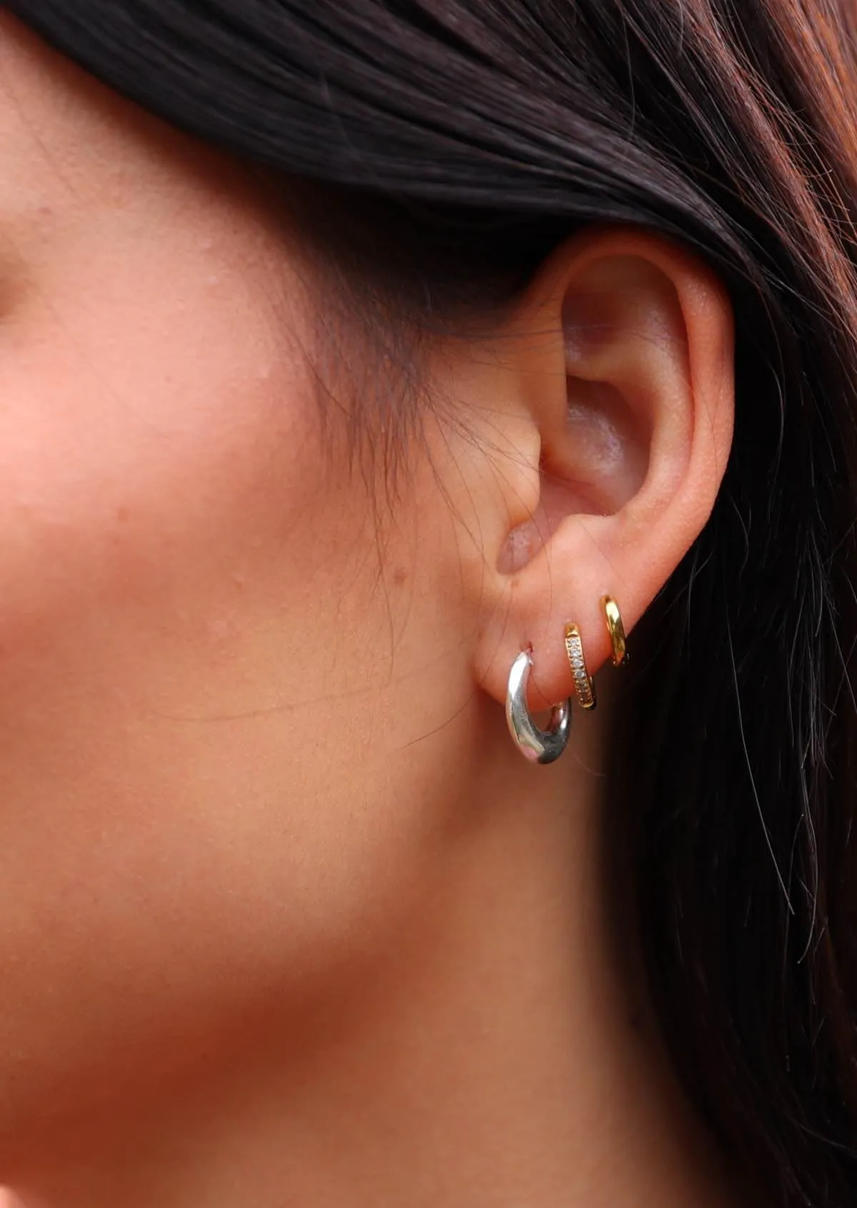 Silver Huggie Hoop Earrings