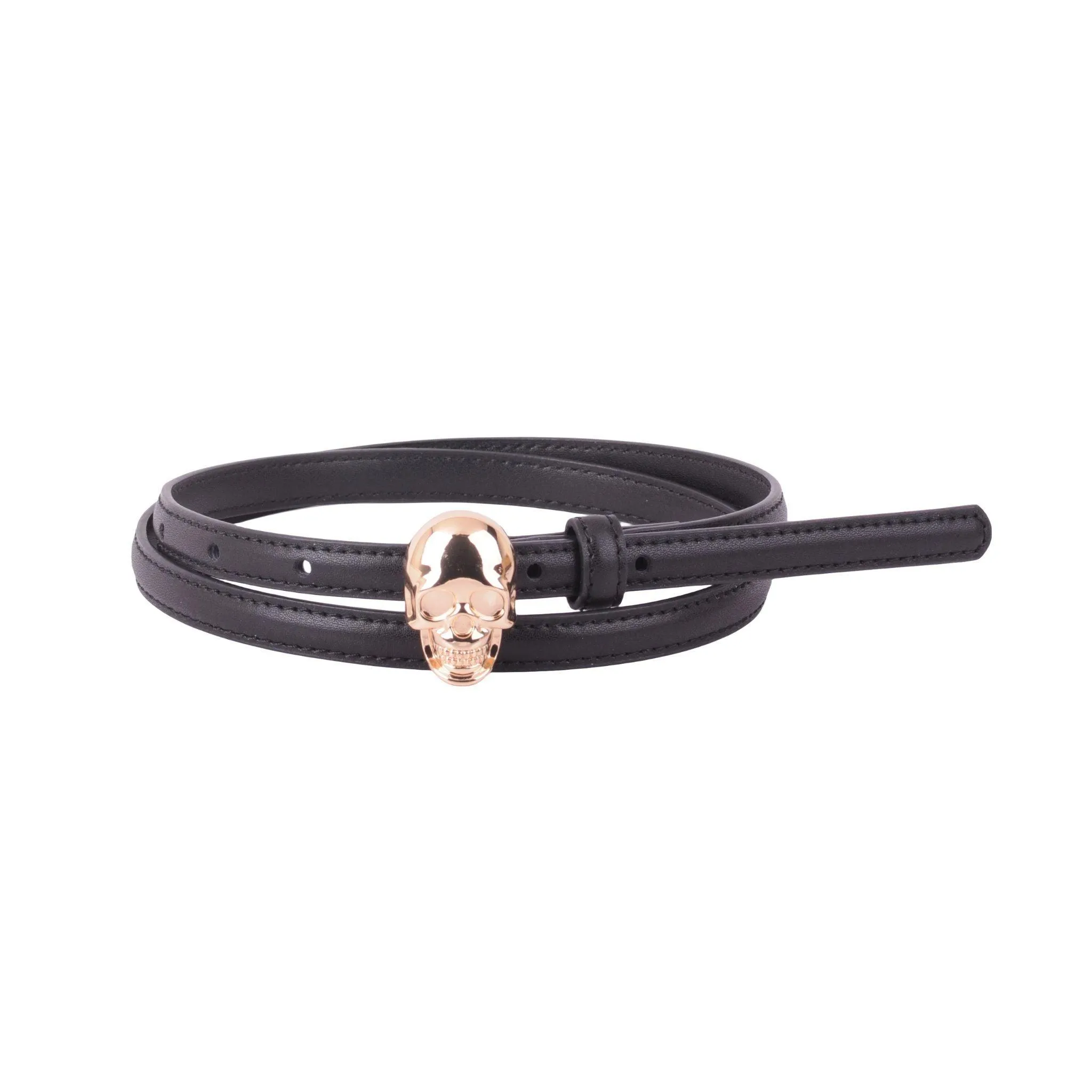 Skinny Skull Buckle Belt