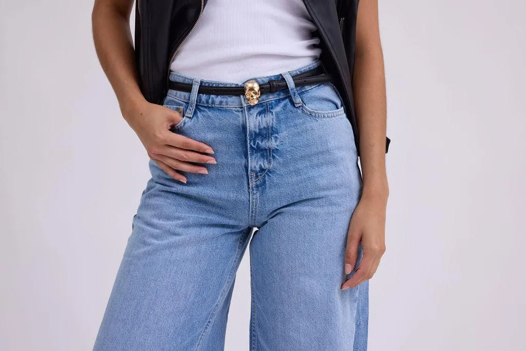 Skinny Skull Buckle Belt